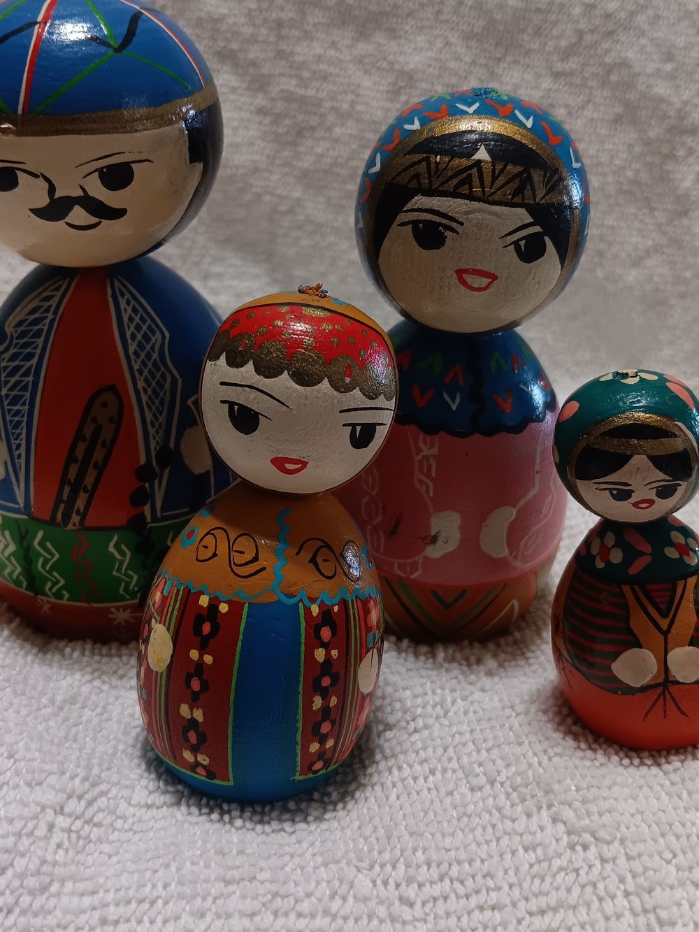 Hand-Painted Multicolor Matryoshka-Style Wooden Figurine Set